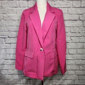 SANCTUARY Bryce Woven Blazer Hot Pink Sz Small Office Barbie Workwear Girl Boss
